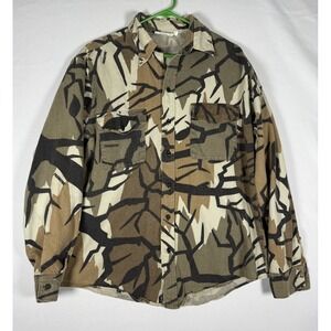 VTG Predator Camouflage Chamois Shirt Large Button Up Hunting Long Sleeve USA